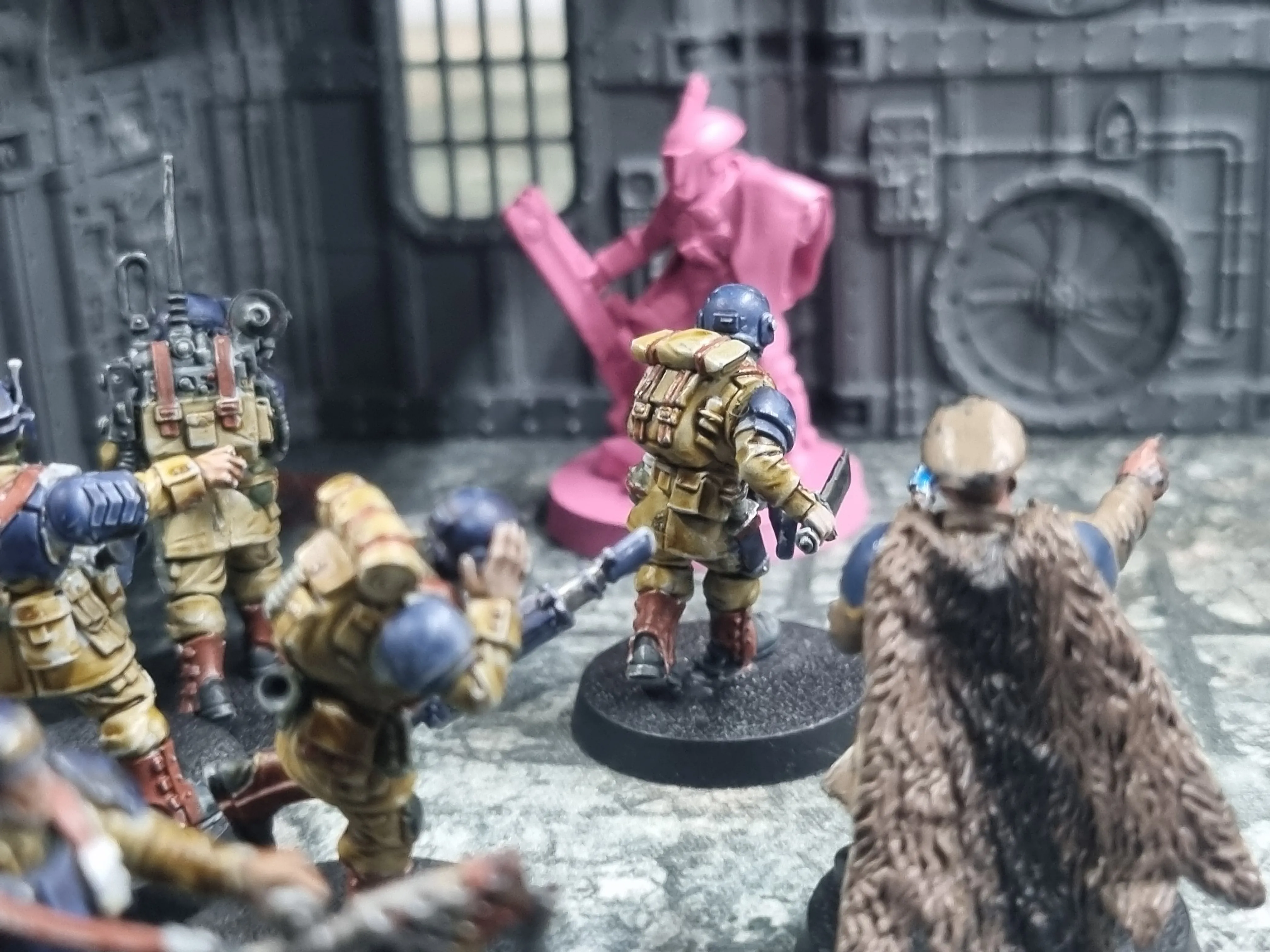 Guard infantry charge a Cadre Fireblade